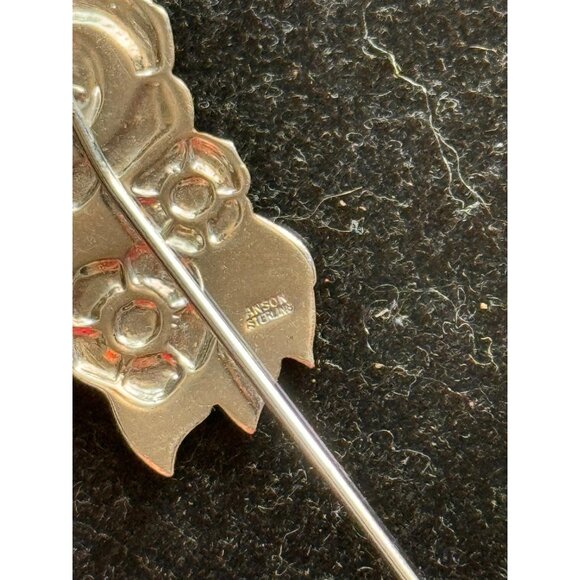 Vintage Sterling Silver Anson Flower Stick Pin – Cute Little Rose for Your Lapel - Picture 5 of 5